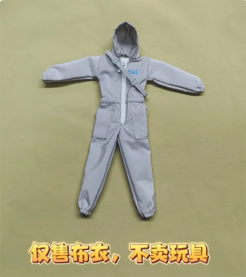 1/12 schaal, witte en grijze beschermende kleding, jumpsuit en broek, model voor 6 inch figuren, voor doe-het-zelfprojecten.