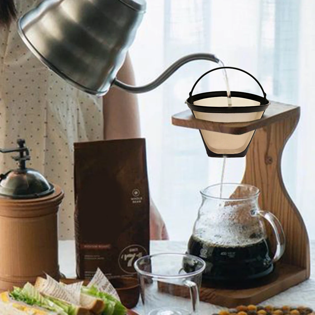 Piezas de Repuesto de malla de acero inoxidable para cocina, filtro de café reutilizable, Universal, lavable, tamaño permanente, cono para el hogar, regalo, 2 piezas