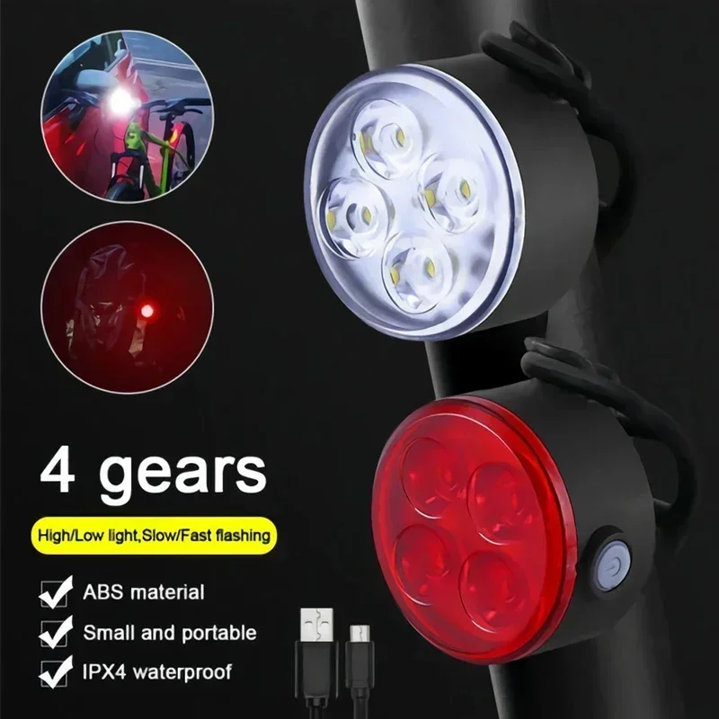 USB Bike Light Bicycle Taillight 4 Modes LED Front Rear Lamp Bicycle Headlight Portable Outdoor Riding Equipment Helmet Light