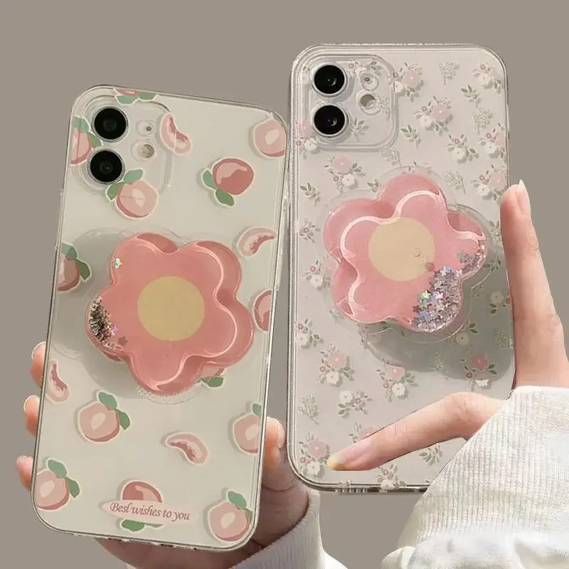 3D INS Flower Bracket Case for Samsung Galaxy S25 S24 S23 Ultra S22 Plus S25Ultra 5G S24FE A55 A54 A34 A35 A15 A16 A52 A53 Cover