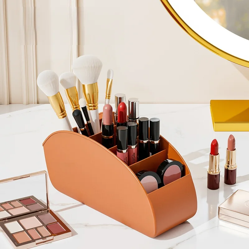 Multi-grid Desk Organizer Storage Box, Large Capacity Makeup & Remote Holder, Non-slip Desktop Cosmetic Organizer