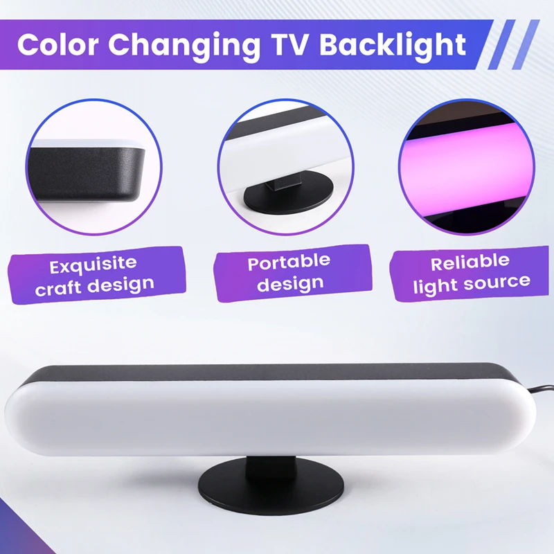DT16 RGB LED Light Bar USB Music Rhythm Lights Ambient Pickup Lamp for TV Decor Color Changing Backlight