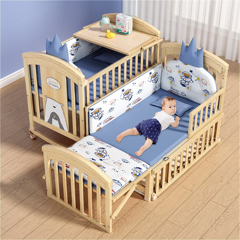 

Wholesale China Factory Baby Wood Bed Baby Cot Bedroom Furniture Pine Wood Baby Crib