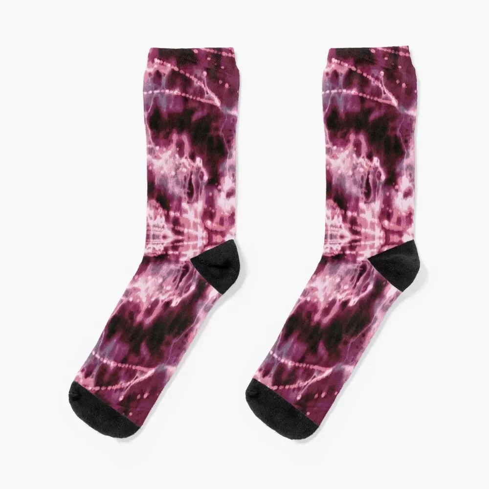 

Celestial Nouveau Tie-Dye Burgundy Socks crazy Non-slip luxury Hiking boots Women's Socks Men's