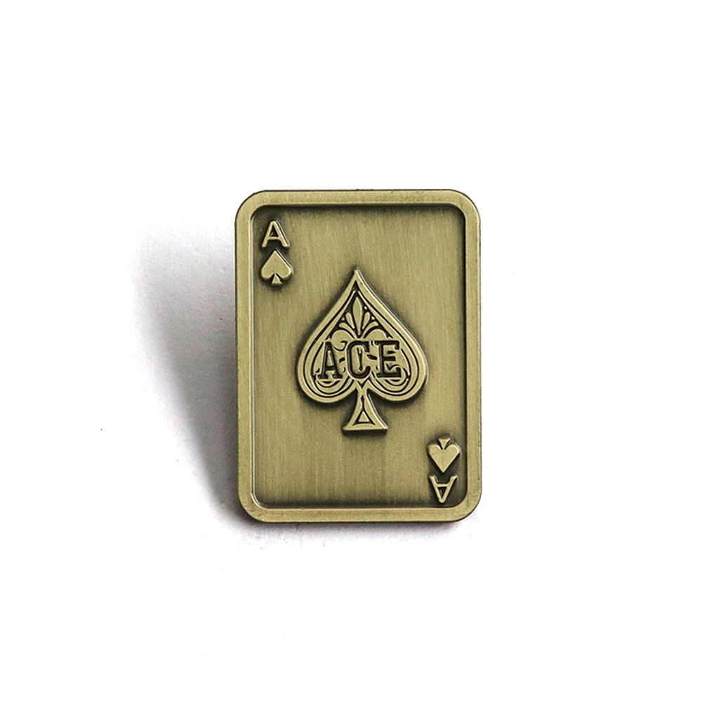 Retro Metal Playing Cards Spade A Brooch Concise Casino Style Badge Personality Peripheral Metal Pin Backpack Accessories Gift
