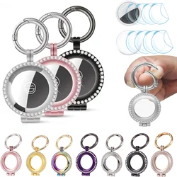 Metal Airtag Holder for Apple Airtags Air Tag Case with Rhinestones Keychain for Luggage Backpack Car Chain Kids Dog Cat Collar