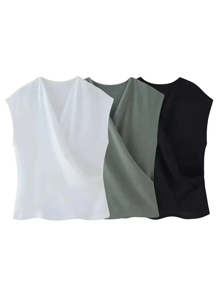 HH Women Vintage Solid Tank Tops Casual Loose Sleeveless Shirt V Neck Blouse Y2k Female Summer Fashion Chic Top Vest