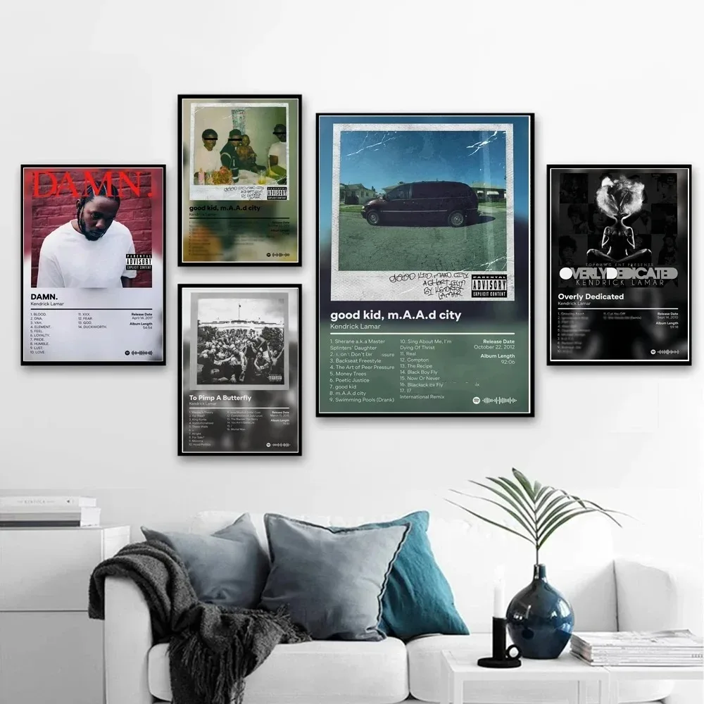 Kendrick Lamar maldito bueno chico Maad Hip Hop álbum de música estrella cartel lienzo pintura arte pared sala de estar decoración del hogar