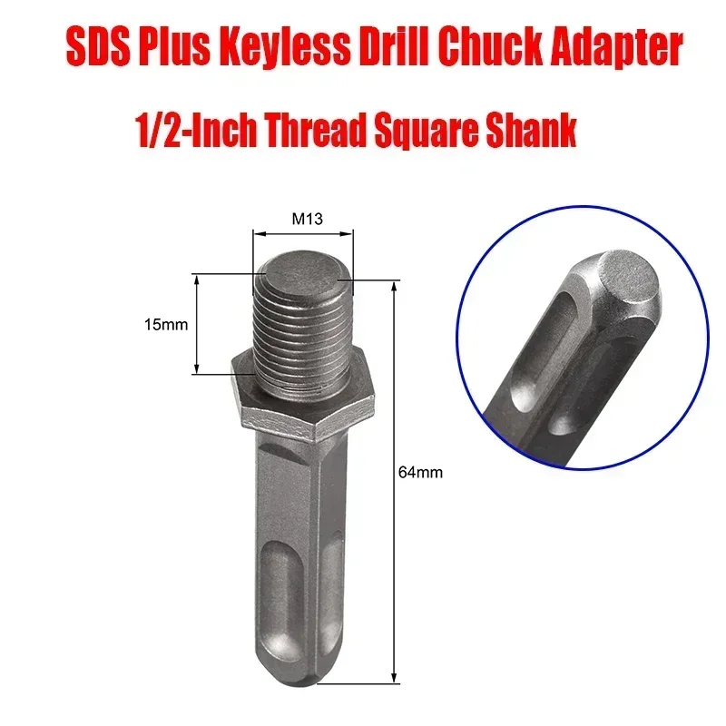 SDS Plus Drill Chuck Adapter Convert Impact Wrench / Hammer Drill / Impact Driver / Screwdriver Into Electric Drill - 1/2\