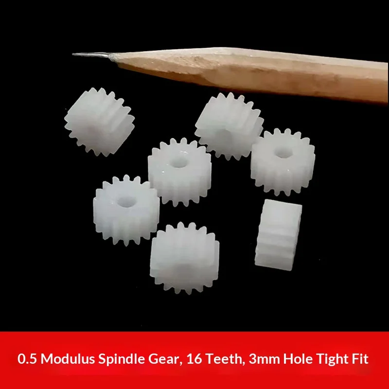 163A 100pcs 0.5 Module Plastic Gear, 16 Teeth with 3mm Bore, DIY Parts for Reduction Gearbox, Toy Model Aircraft Parts Gears
