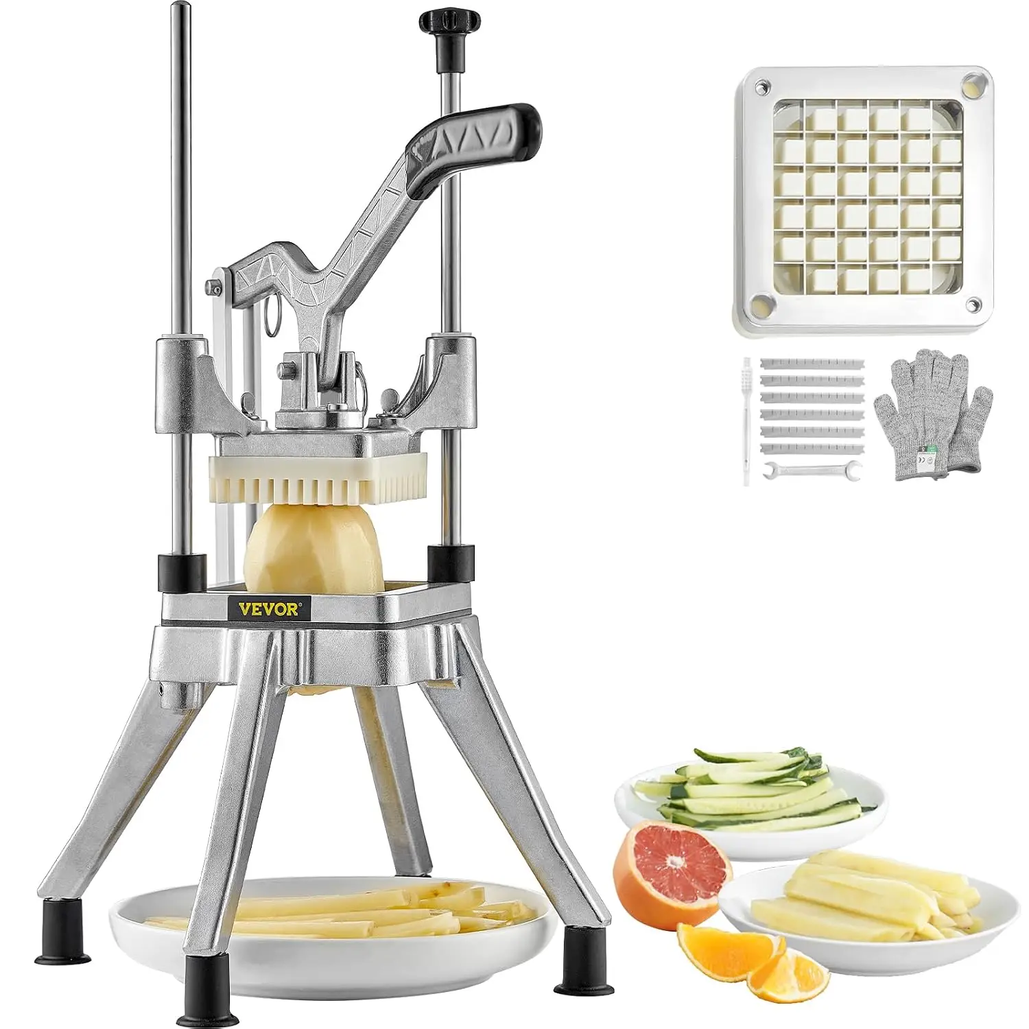 Commercial Vegetable Fruit Chopper 1/2″ Blade Heavy Duty Professional Food Dicer Kattex French Fry Cutter Onion Slicer Stainless