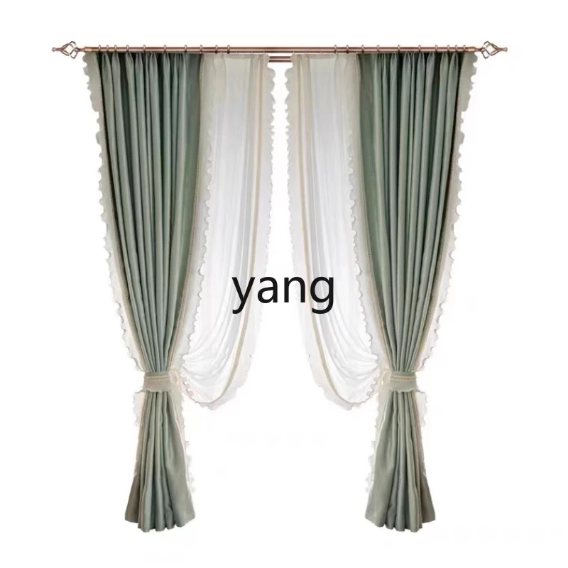 

LMM Light Luxury White Lace Beige Sheer Curtain Light-Filtering Privacy Bedroom Ins Bay Window Curtain