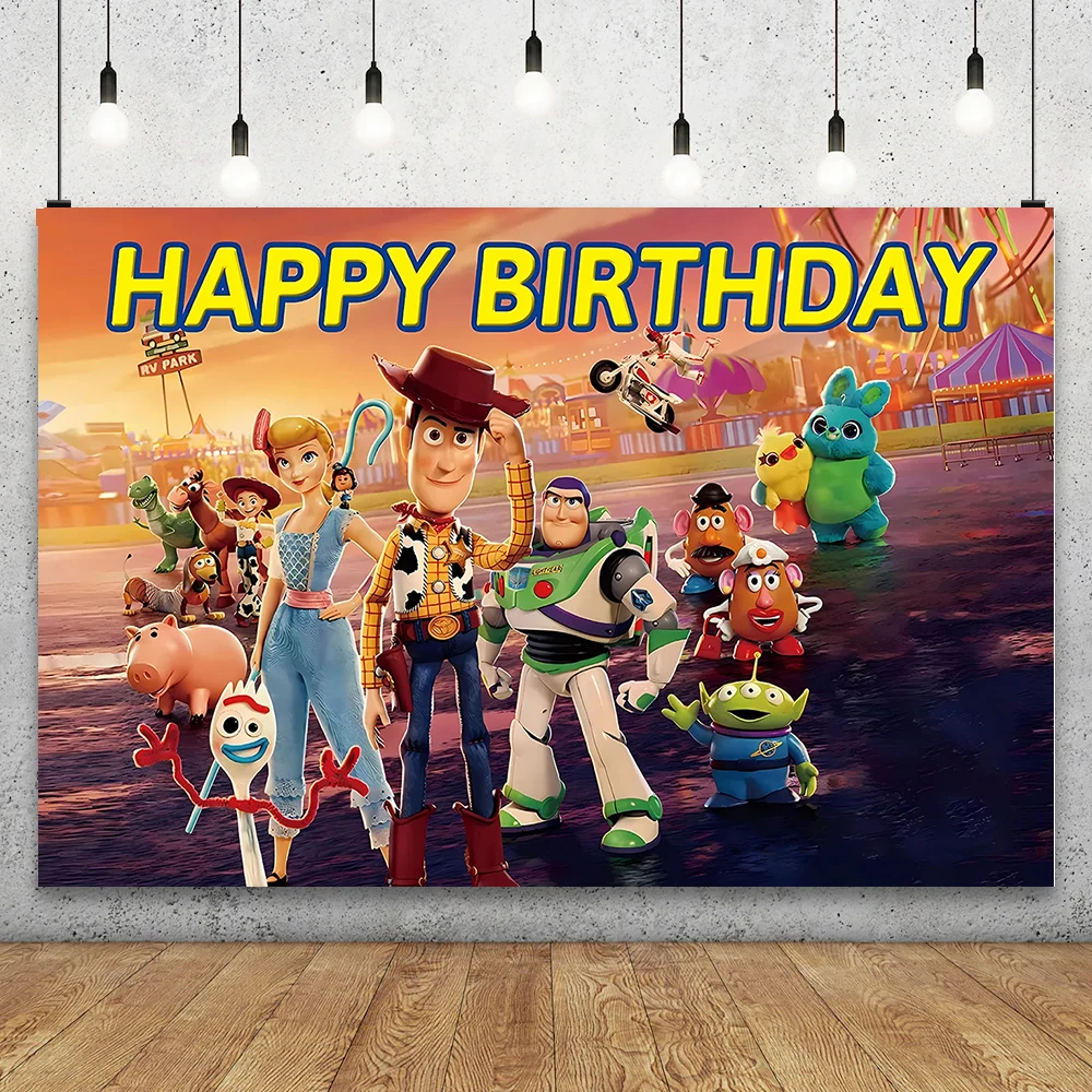 

Disney Toy Story Buzz Lightyear Backdrop Background Cloth Tapestry Hudi Photography Baby Birthday Party Photo Studio Decorations