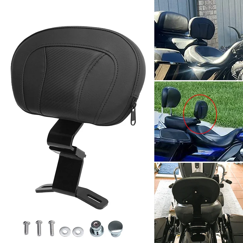 Motorcycle Front Driver Rider Backrest Adjustable Black Mounting Kit For Harley Touring Road King CVO Street Glide 2009-2022 21