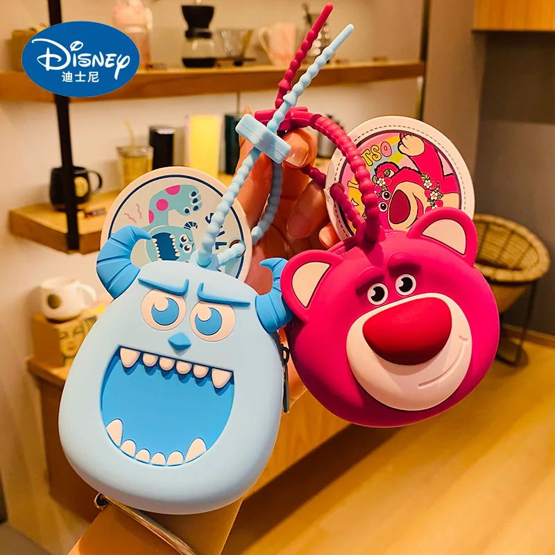 

New Disney Lotso Keychains Storage Bag Anime Figures Kawaii Car Key Handbag Accessories Anime Keyring Children Christmas Gift