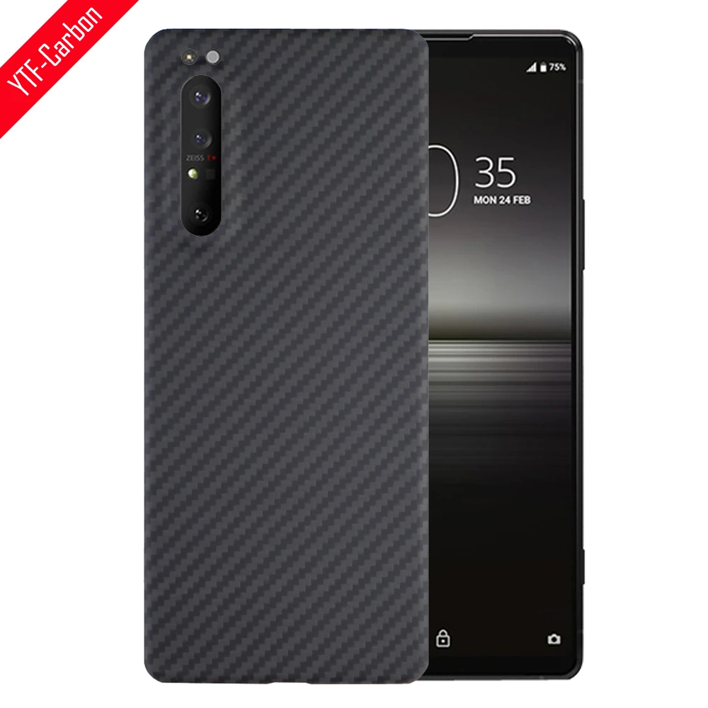 YTF-carbon real carbon fiber phone Case For Sony XPeria 1 II case aramid Fiber Armor material Sony XPeria 1 iii back shell