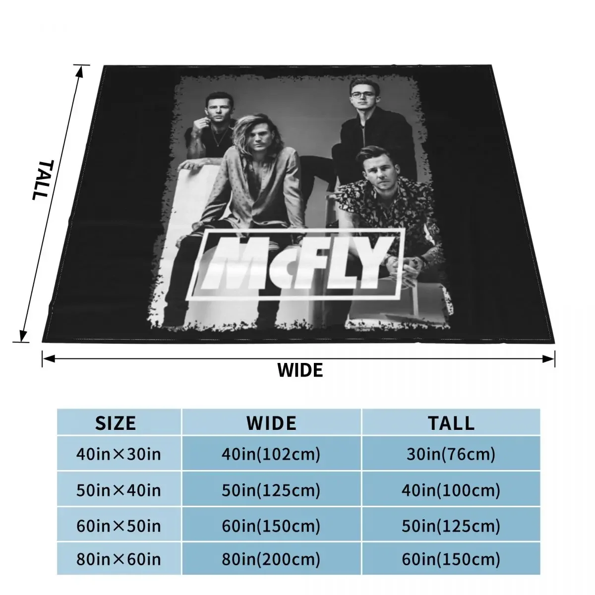 Mcfly 밴드 2021 소년 팬 담요 던지기, 발렌타인 선물 아이디어, 패션 소파, 폴라 격자 무늬, 재미있는 선물