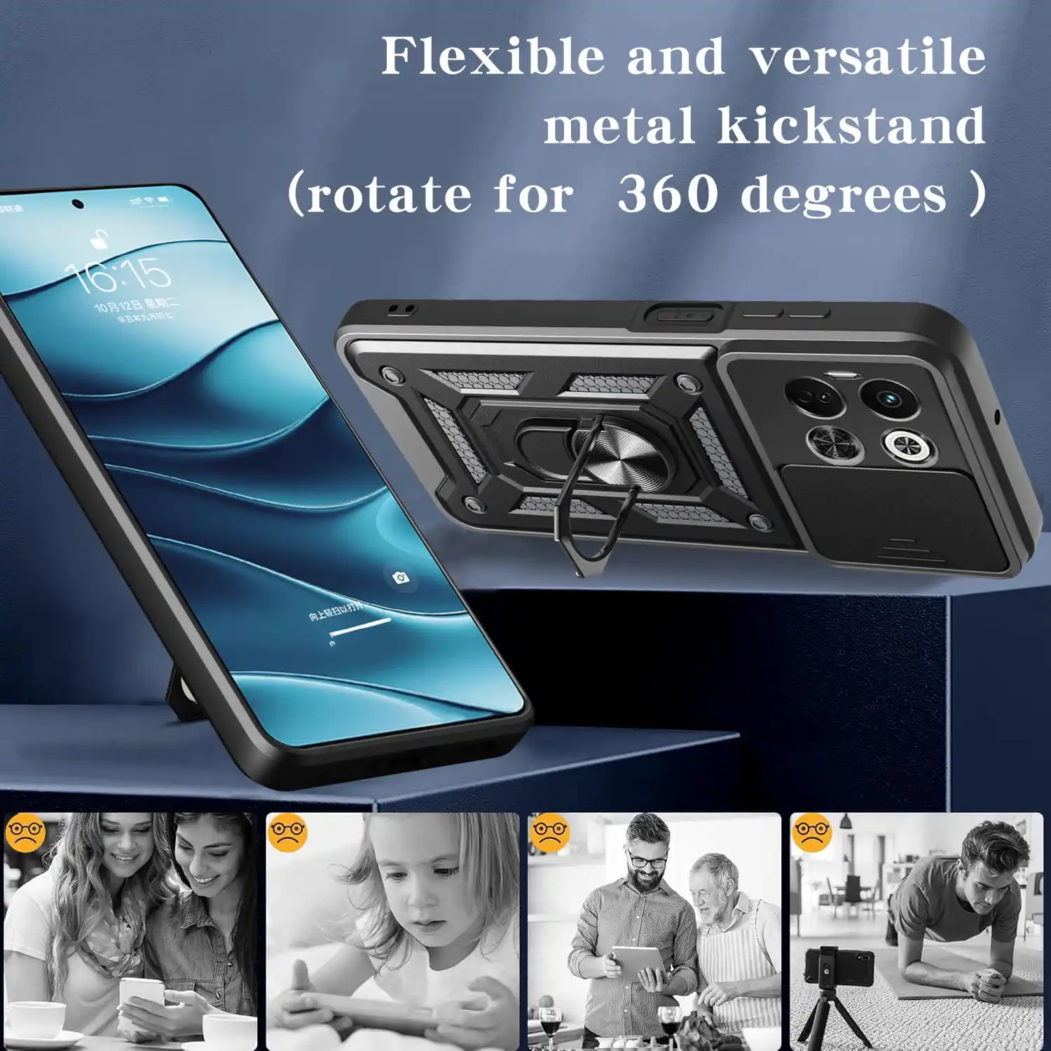 테크노 스파크 30 5G 슬라이드 카메라 보호 스탠드 폰 케이스, 스파크 30 Pro 30C 4G 20C 커버용