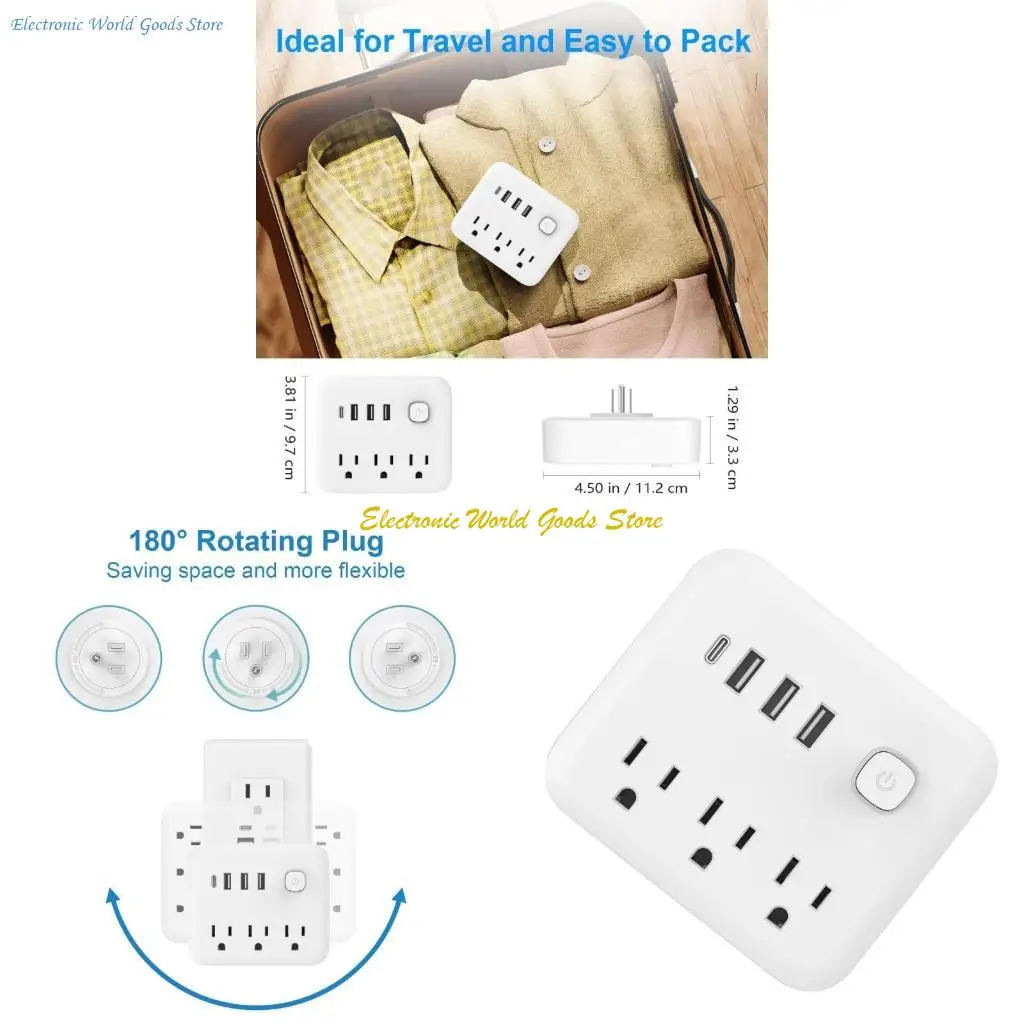 

A3PD Home Access Access US Стандартные заглушки с 3 розетками и USB -адаптером