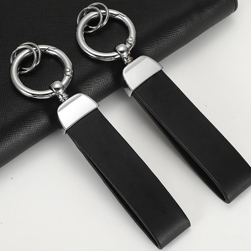 No Logo Suede Leather Keychain for Men and Women Retro Vintage Personalized Company Name Keyring Laser Engrave Car Key Chain