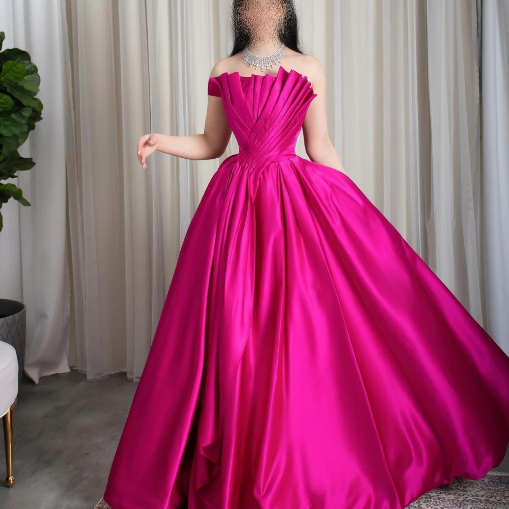 Jiayigong  Classic Modern Style Formal Evening Strapless Floor-Length Ball Gown Ruched Satin  Dresses