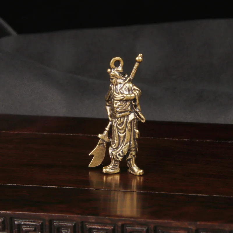 CH Brass Guan Gong Keychain Pendant - Guan Yunchang & Guan Yu God of War and Wealth Copper Sculpture Ornament Home Decor Items view 2