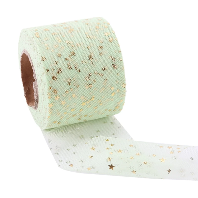 Ribbon 25yards/roll 6cm Colorful Golden Star Pattern Tulle Roll