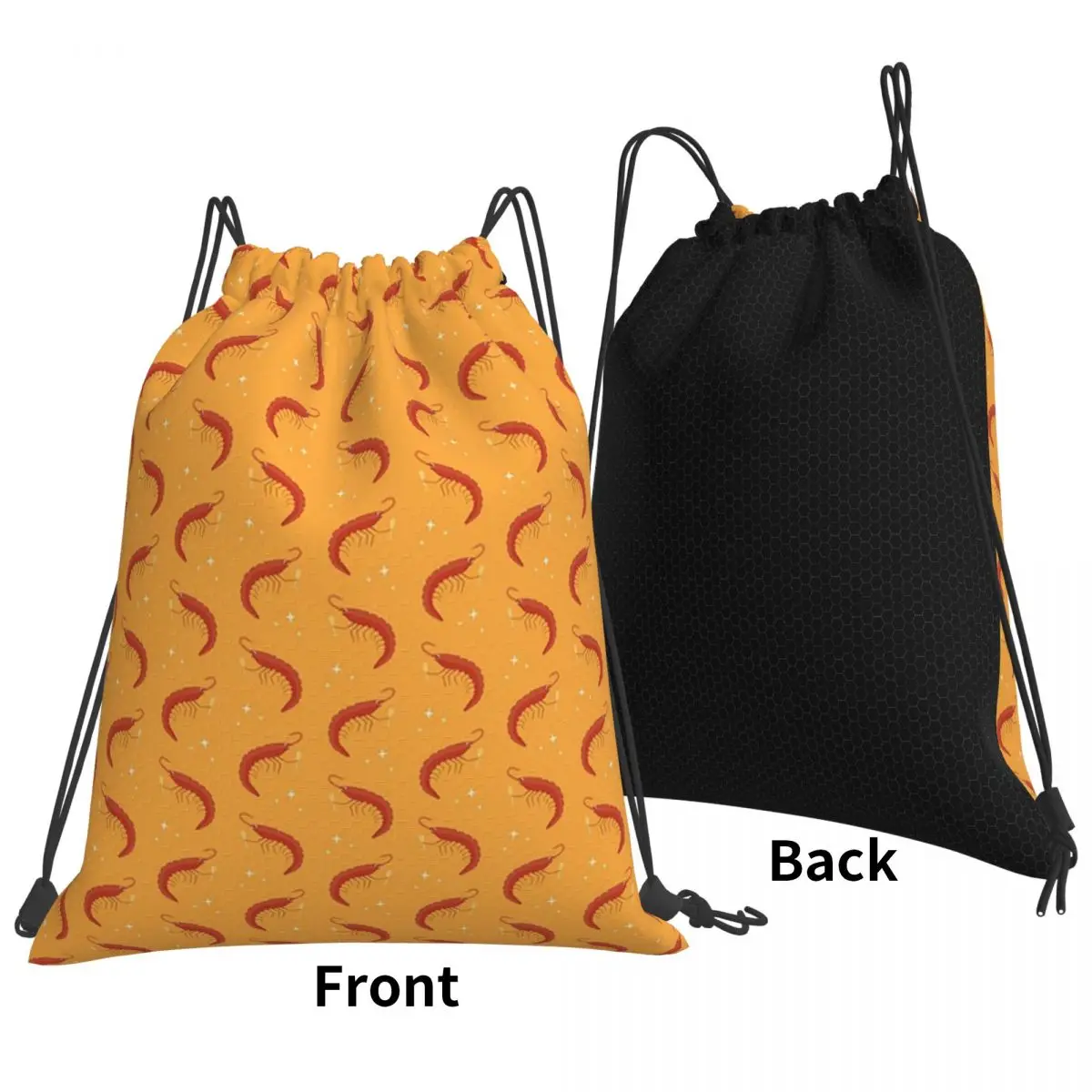 Toasting Shrimps On Orange Backpacks Fashion Drawstring Bags Storage Bag Book Bags for Travel School