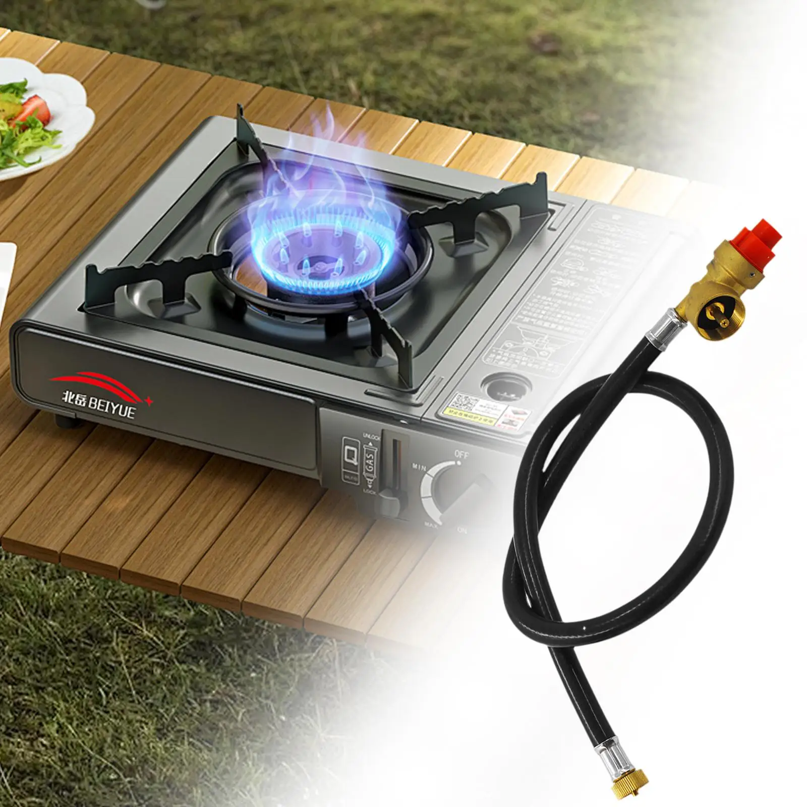 

Шланг для походной плиты с регулятором, металлический, прочный, удлинитель-адаптер для портативных газовых баллонов для кемпинга