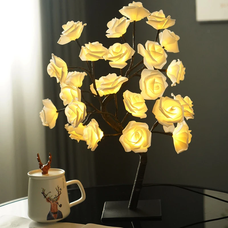 Rose Tree Lamp, USB Powered LED Light Flower Night Light for Home Decoration Outdoor Parties Weddings Gift