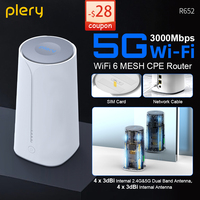 Plery 5G LTE Router 3000Mbps Indoor CPE Router WiFi 6 MESH Routers 5G NSA+SA 8x3 dBi Antenna 2.5Gbps WAN Router EU Plug 4x4 MIMO