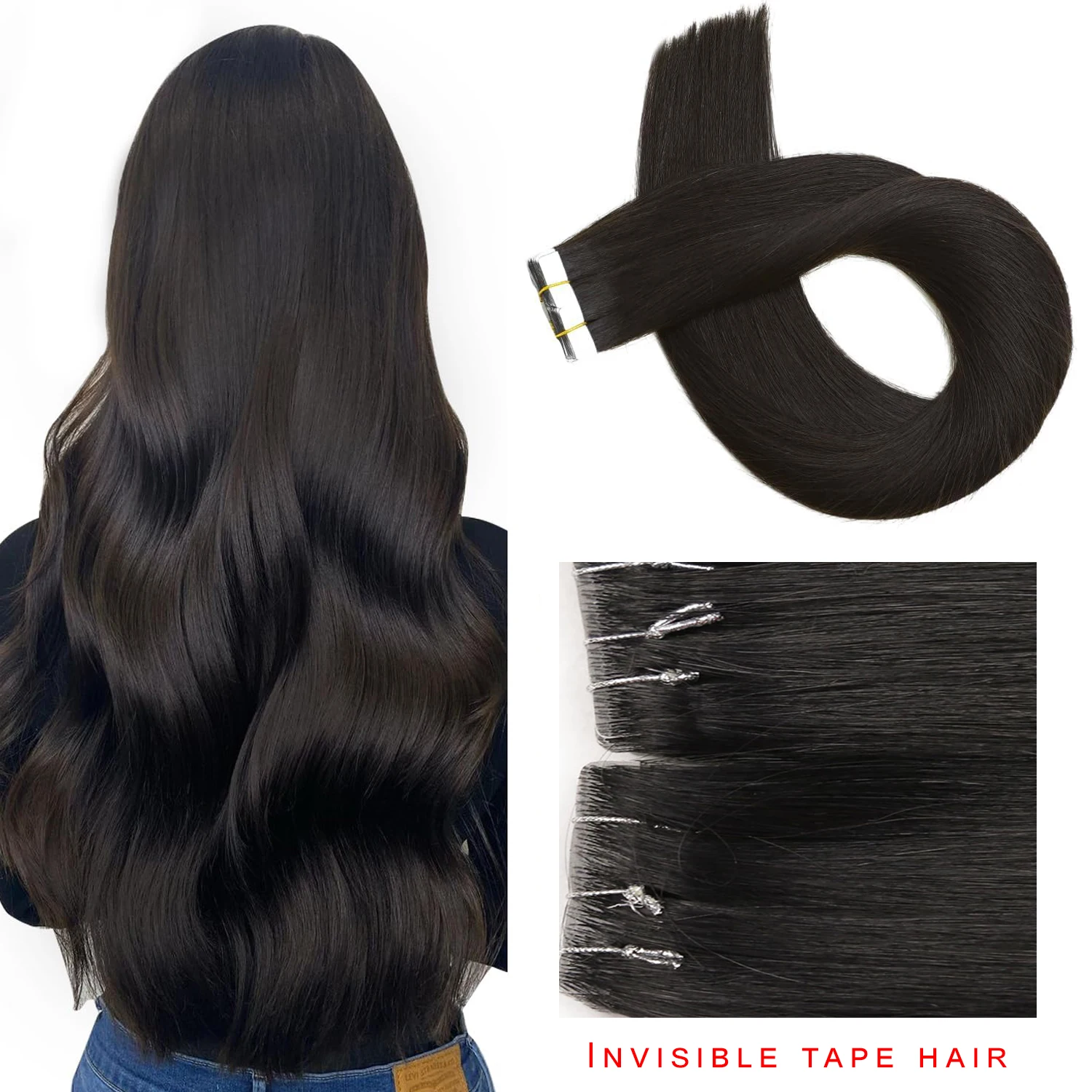 أفضل نوعية غير مرئية بو سلس حقن الشريط في وصلات الشعر شعر الإنسان اللون الطبيعي 18-24 بوصة 50 جرام 100 جرام الشعر البشري #1