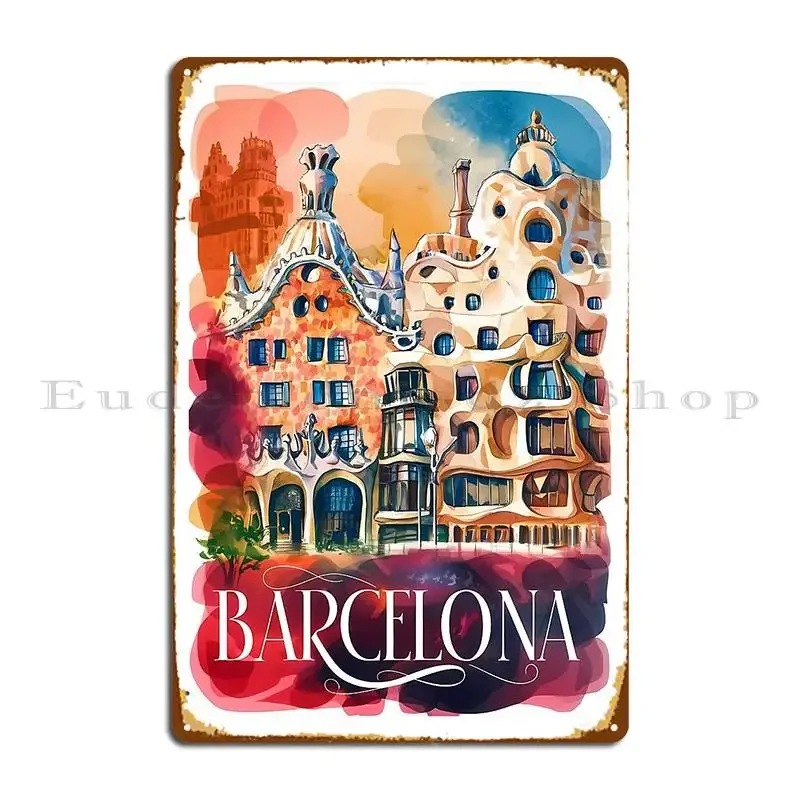 Barcelona A Tapestry Of Modernism Metal Plaque Poster Painting Cinema Character Garage Rusty Tin Sign Poster
