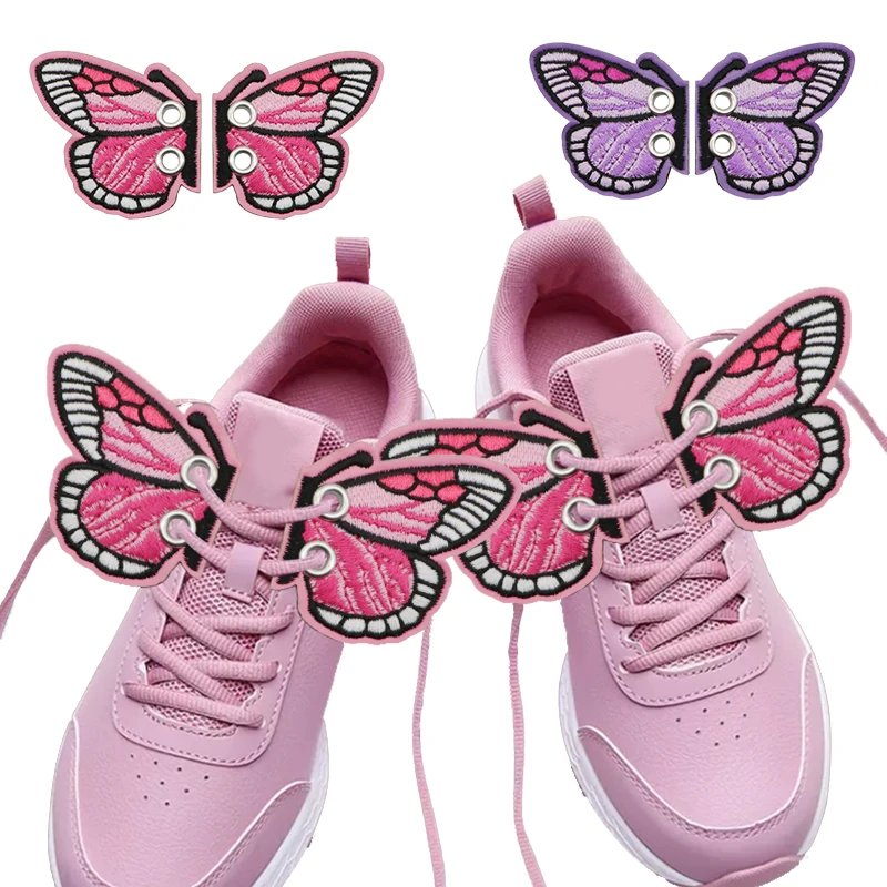 1 زوج التطريز فراشة أجنحة الأحذية DIY سحر الزينة ل حذاء رياضة الملابس أربطة الحذاء لطيف Y2K السنة الجديدة هدية التبعي