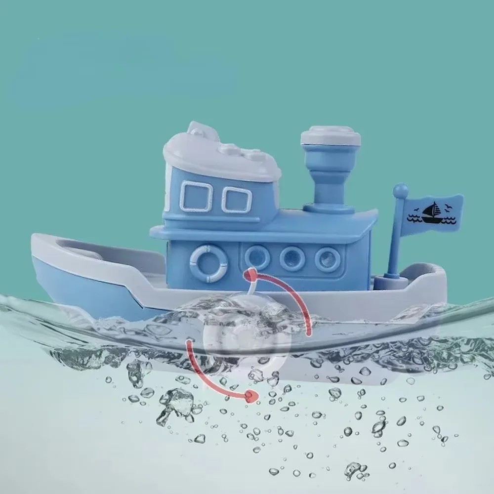 New Baby Bath Toys Cute Cartoon Ship Boat Clockwork Toy Wind Up Toy Kids Water Swimming Beach Game for Children Gifts Boys Toys