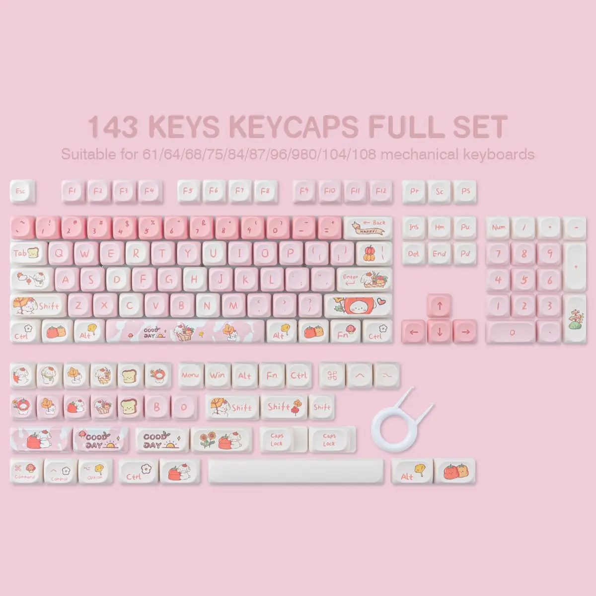 Keycap Kucing Kecil EMO Sublimasi Termal PBT Tinggi 75/87/98/104/140 Keycap Keyboard Mekanis Kunci