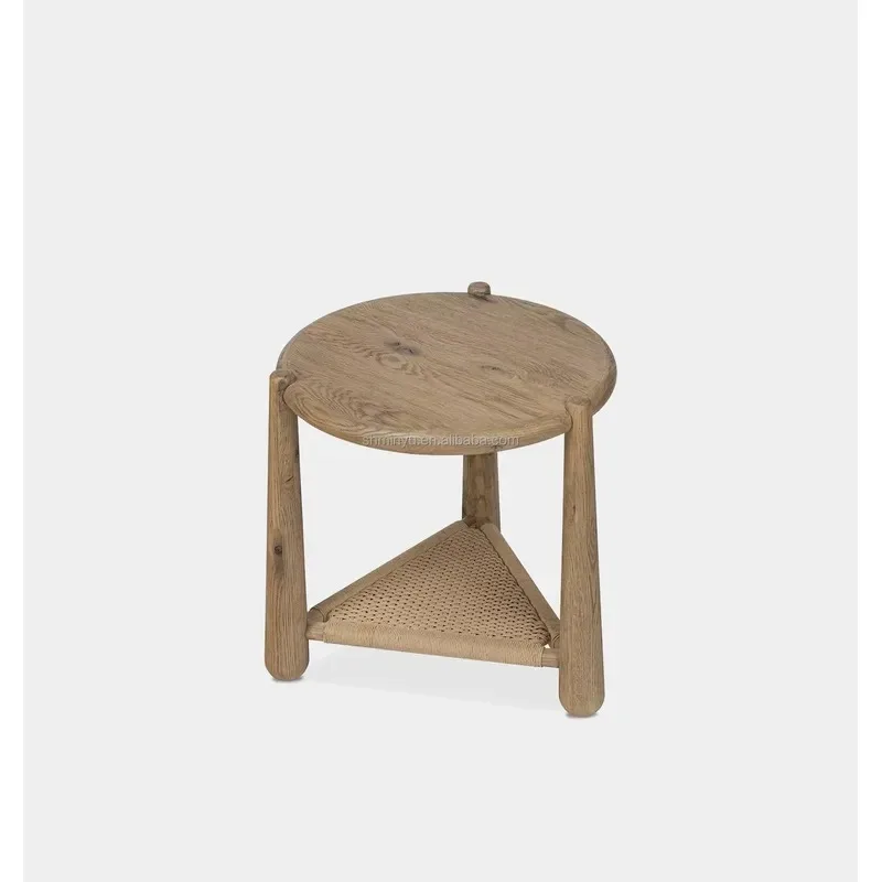 Modern Luxury Solid Wood Oak Sofa Side Table Durable Handmade High Quality Decorative End Table for Living Room Interior
