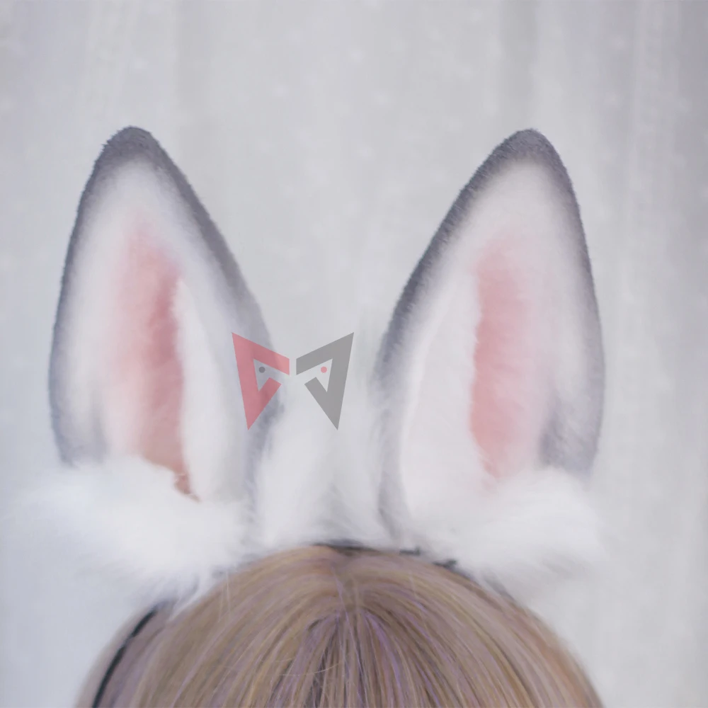 New Handmade Work Brown Gray Black White Bunny Rabbit Ears Hairhoop Tail Cosplay Costume Lolita Acessories Headwear