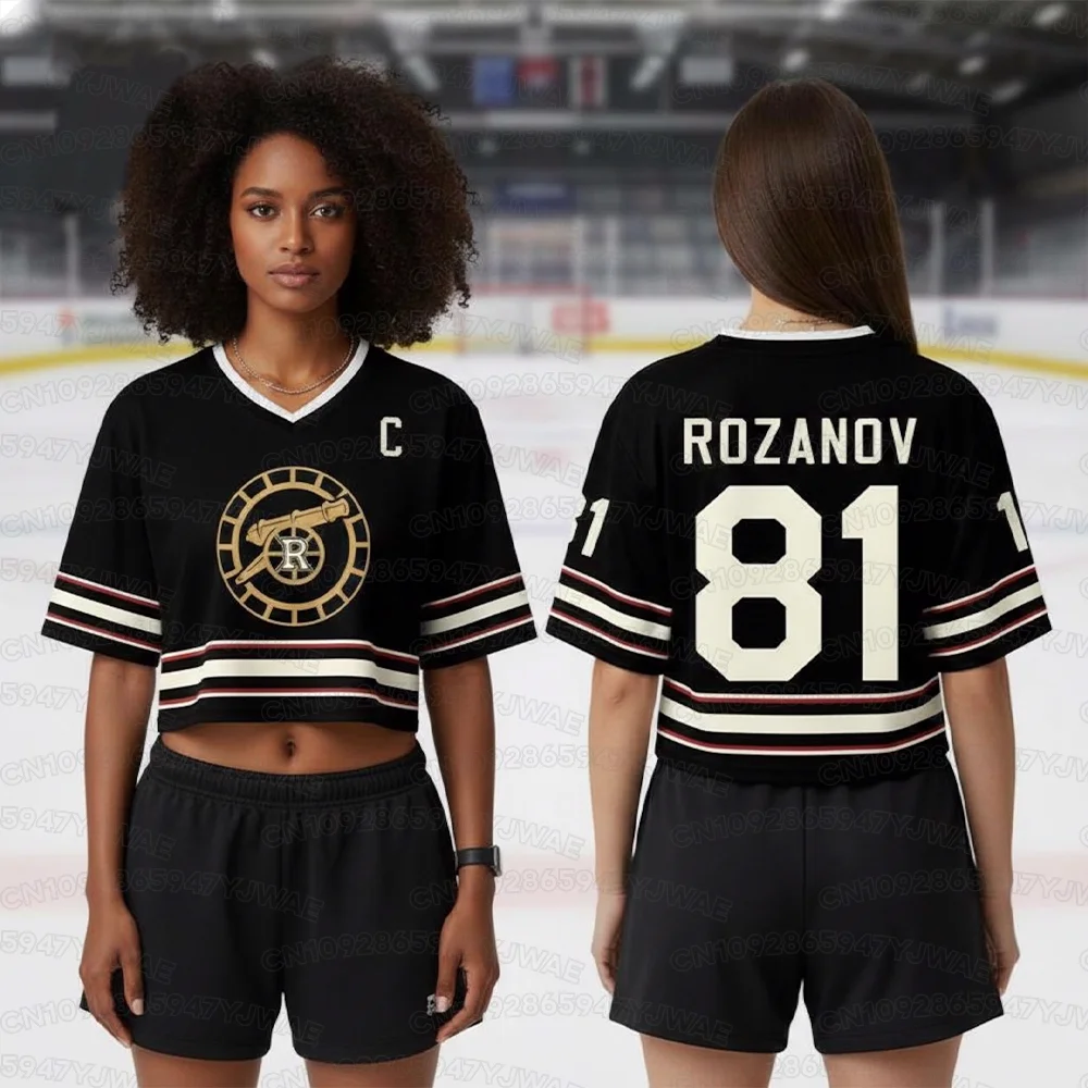 Summer Women's Men's Short Sleeve T-shirt Tops Crop Top Heated Rivalry Football Jersey ROZANOV & HOLLANDER Football Jersey