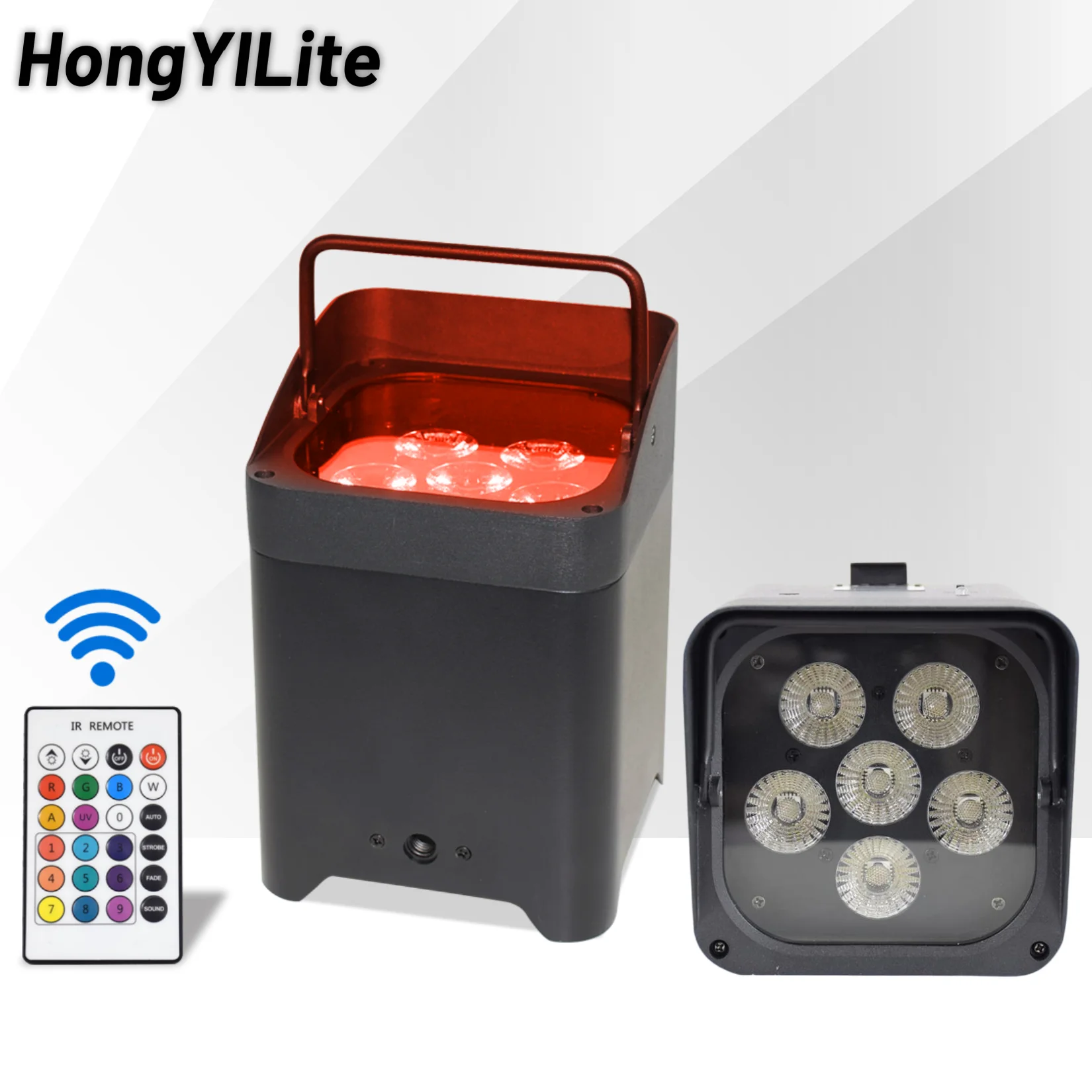 

HongYiLite Battery Powered Par Light 6x18W RGBAW+UV 6IN1 8.8Ah Wireless DMX And App Control For Wedding Events DJ Disco Lights