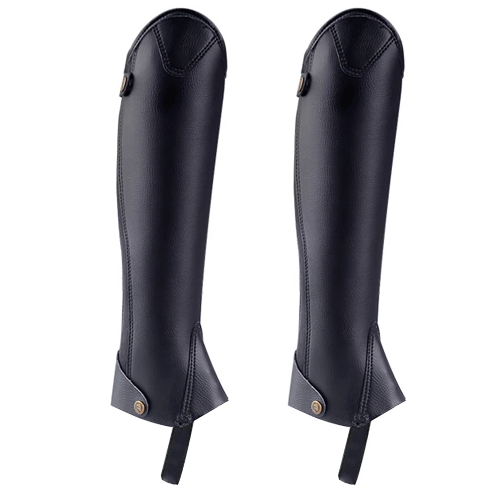 

Comfortable Equestrian Leg Protection Black Equestrian Leg Guards Adjustable Foot Strap Economical Riding Protection