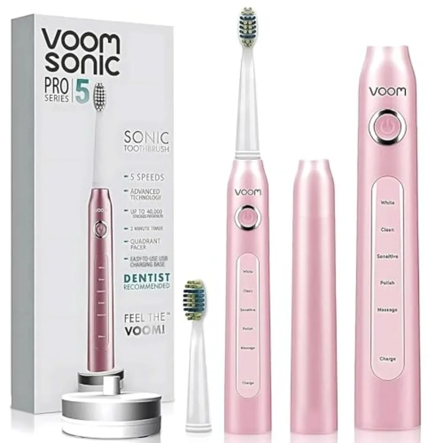 

Voom Sonic Pro 5 Electric Toothbrush for Adults - Ultrasonic Electric Toothbrushes with Replacment Brush Head Dentist Recommend