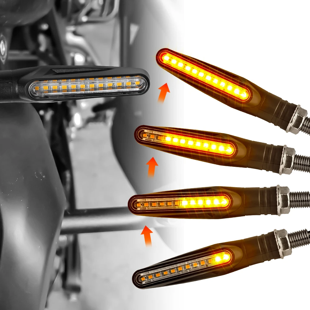 Motorcycle Led Turn Signals Directional Indicators Amber Flashing Blinker Rear Tail Brake Signal Light Motorcycle DRL Lamp 12V