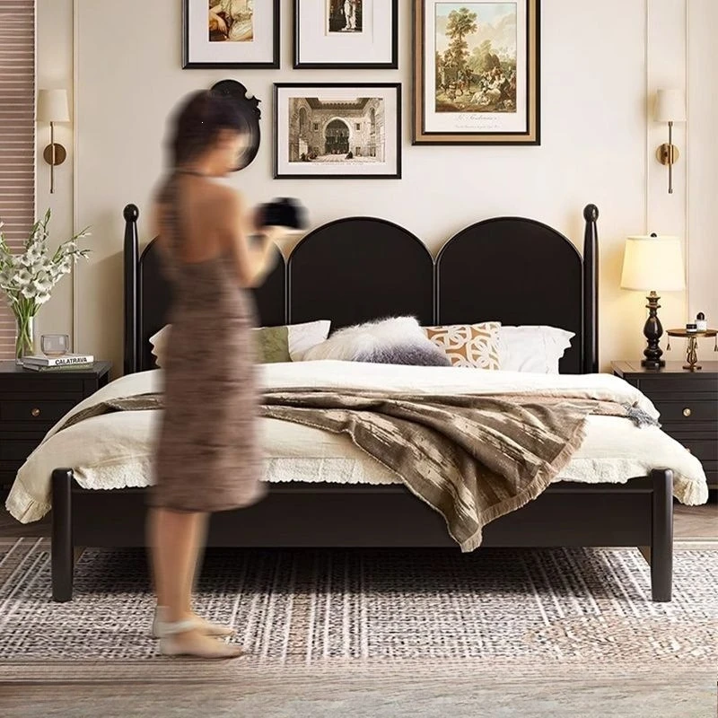 Bed Modern Solid Wood Simple Household Double American Rental House B & B Wind Master and Second Bedroom