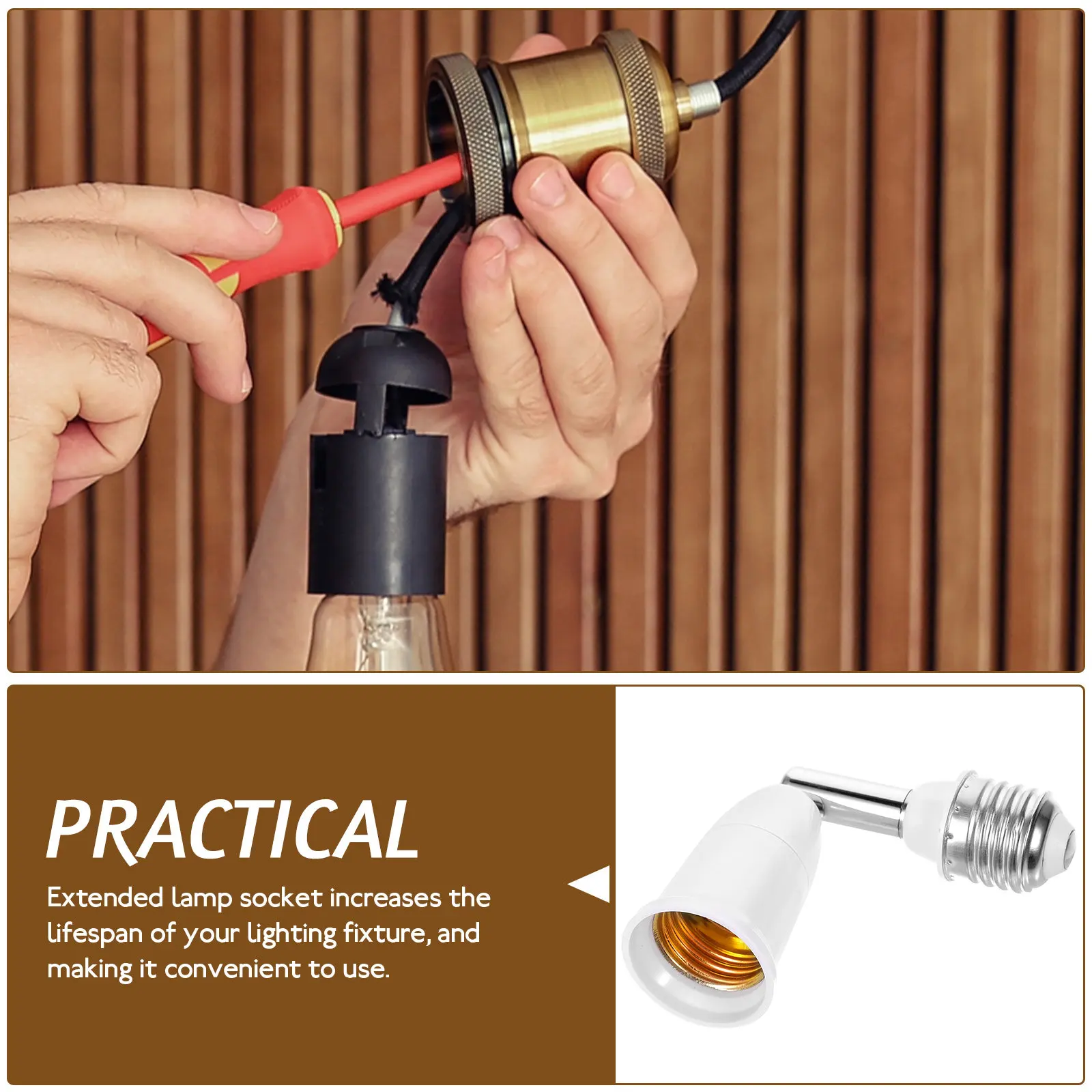 E27 Light Socket Extender Flexible ABS Material 360 Degree Swivel Lamp Socket Adapter Light Bulb Extension E27 Bulb Extender