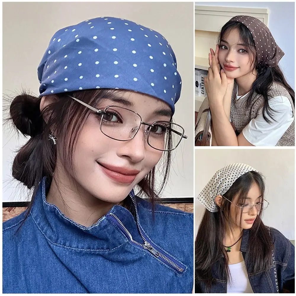 

Модный шарф для волос в горошек, квадратная тонкая повязка для волос, занавеска на талии, имитация шелковой резинки для волос