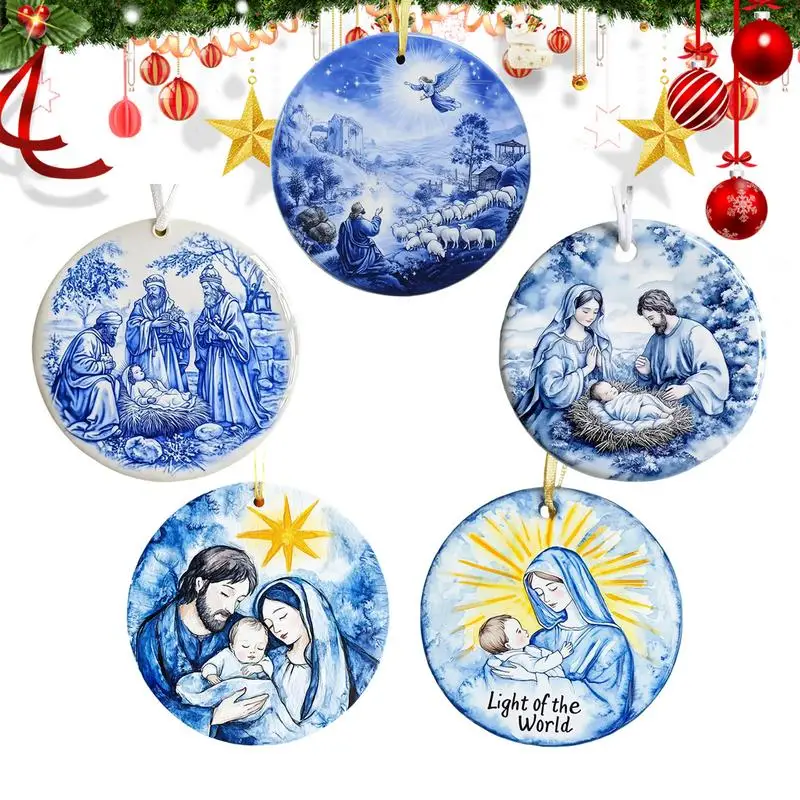 

Acrylic Nativity Ornaments Holy Family Christmas Decorations 5x Christmas Tree Decoration Hangable Jesus Decorations for