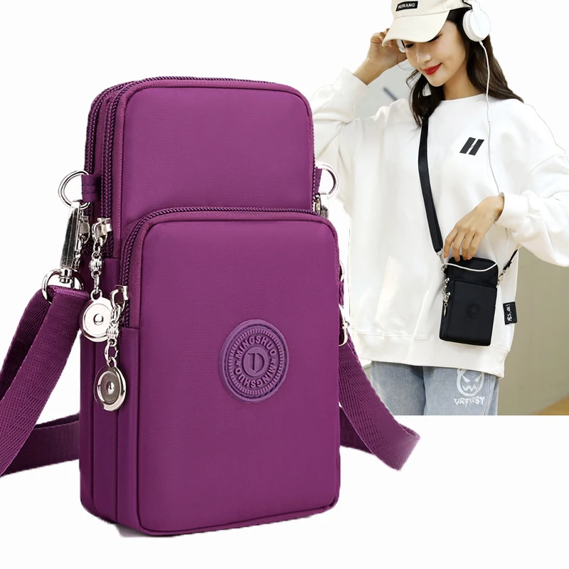 New Women Mobile Phone Bag Nylon Cell Phone Bag Coin Purse Strap Shoulder Bag Small Crossbody Bags for Women Wallet Travel Purse