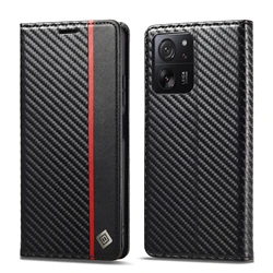 Carbon Fiber Leather Case for Xiaomi Mi 13T 14T 12T 11T Pro 13TPro 12TPro 11TPro 5G Business Flip Card Slot Wallet Cover