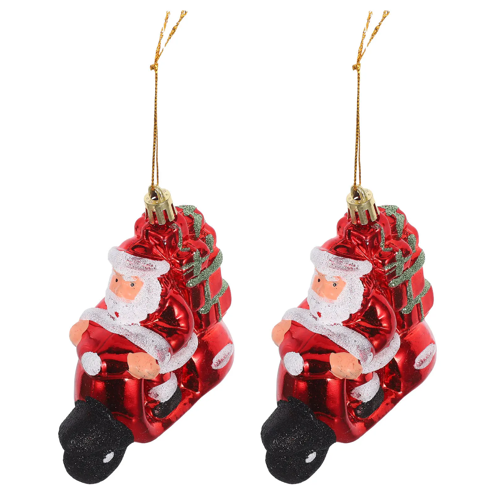

2Pcs Santa Claus Ornaments Christmas Tree Decorations Hanging Pendants Biker Santa on Motorcycle for Xmas Party Home Office